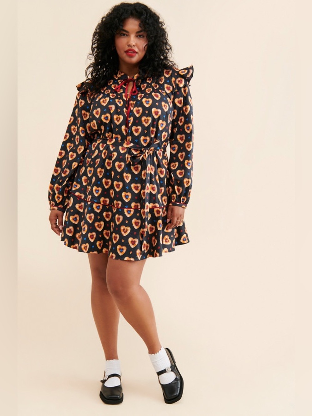 Anthropologie Rachel Antonoff Laura Mini Dress 100% Cotton 3X NWOT Heart Ruffles